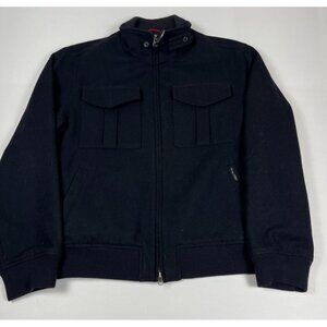 Tommy Hilfiger Men M Wool Blend Full Zip Bomber Jacket Black Red Lining